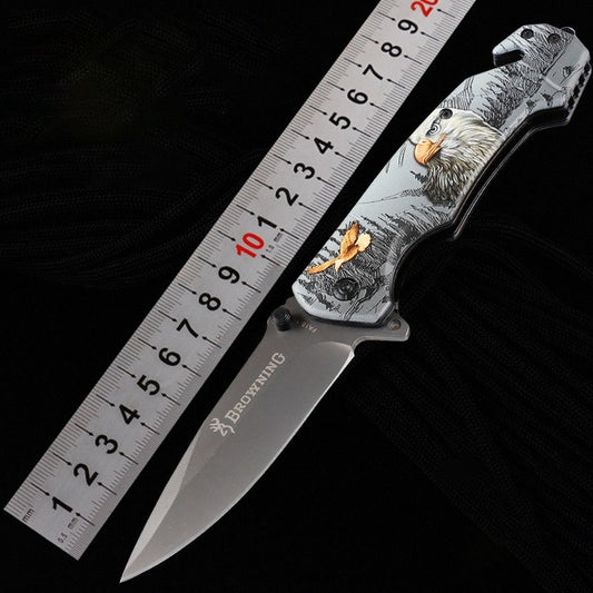 Browning 3D Pattern Tactical Folding Knife Multifunctional Outdoor Stainless Steel Knives Survival Pocket EDC Tool