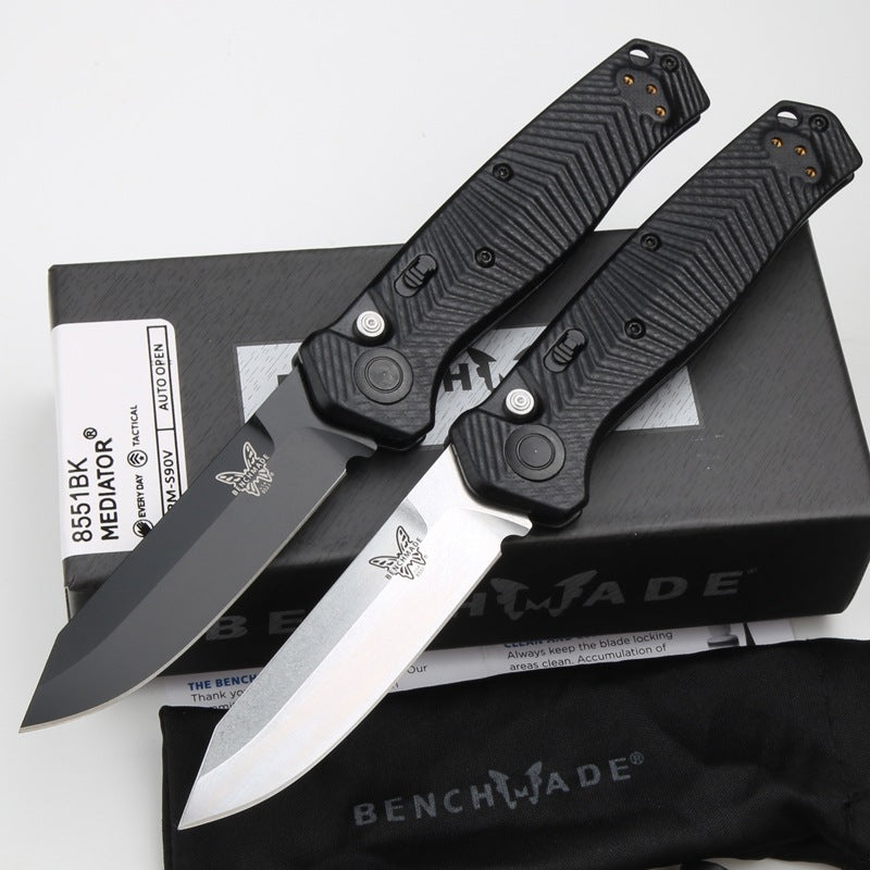 G10 Handle Benchmade 8551BK Folding Knife Stone Washed Blade Outdoor Wilderness Survival Fishing Self Defense Pocket Tactical Knives