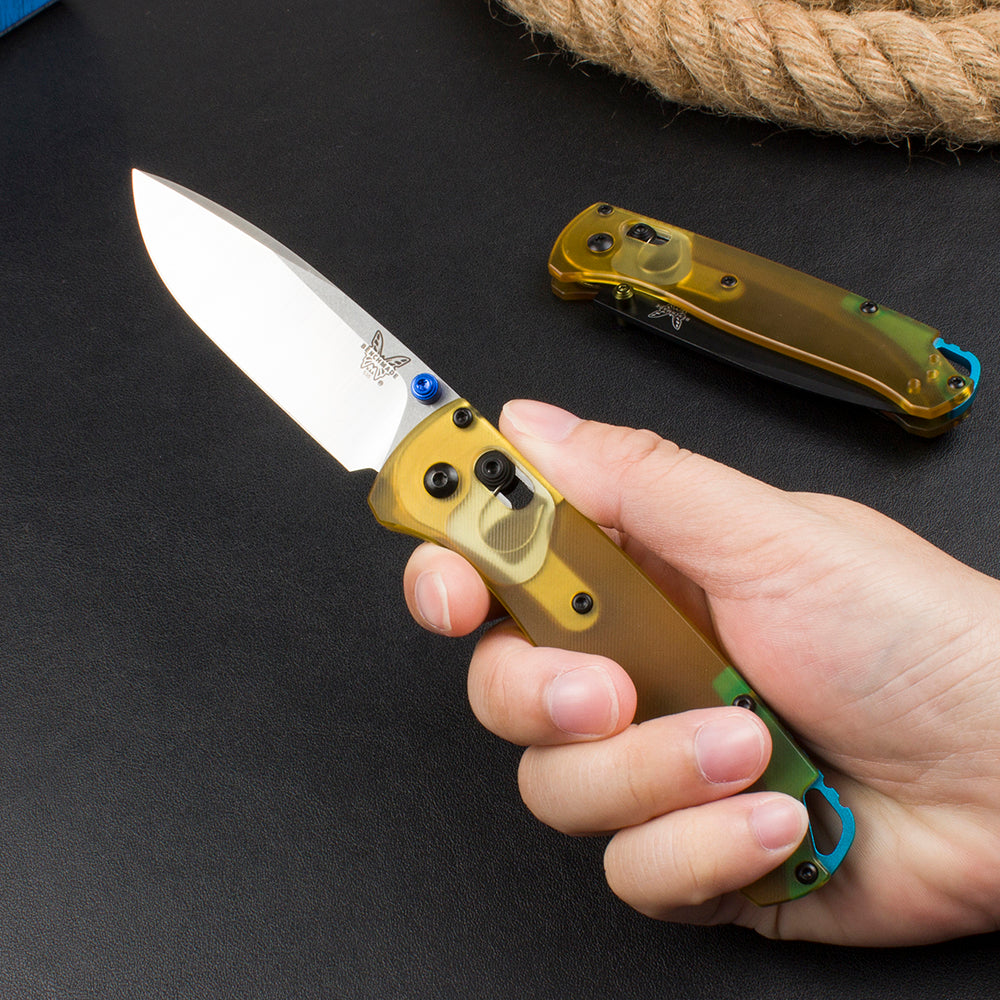 Benchmade 535 Bugout Folding Knife Transparent Handle Stonewashed Blade Outdoor Hunting Pocket Knives