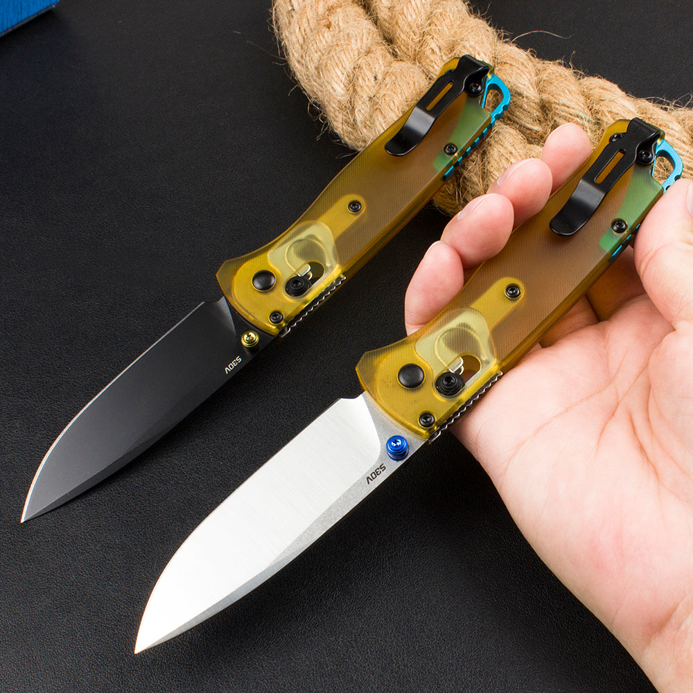 Benchmade 535 Bugout Folding Knife Transparent Handle Stonewashed Blade Outdoor Hunting Pocket Knives