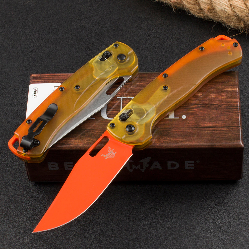 Transparent Handle Benchmade 15535 Tactical Folding Knife Outdoor Survival Knives Pocket EDC Tool