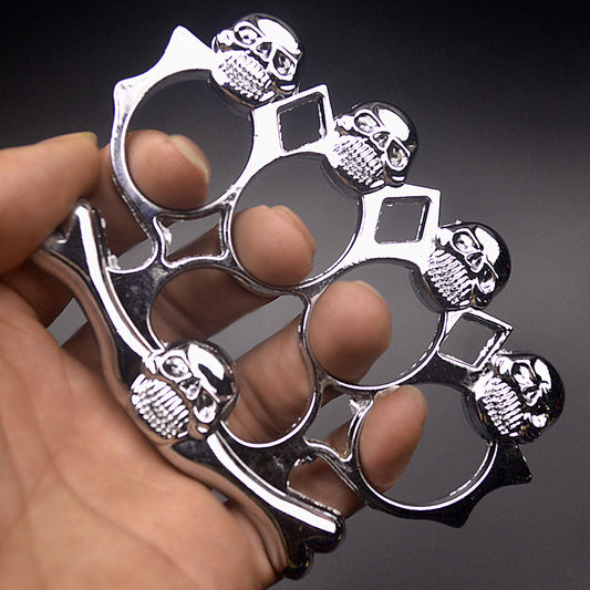 Big Ghost Head-Brass Knuckle Duster Defense Window Breaker Fitness Training Boxing Combat Protective Gear EDC Tool