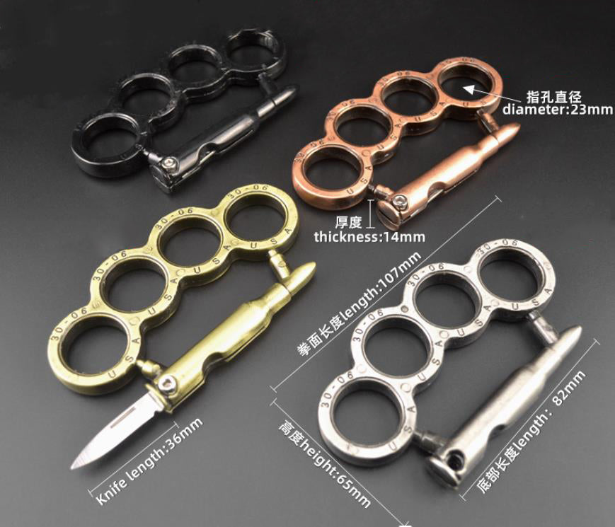 Bullet Knife-Brass Knuckle Duster Defense Window Breaker Fitness Training Boxing Combat Protective Gear EDC Tool