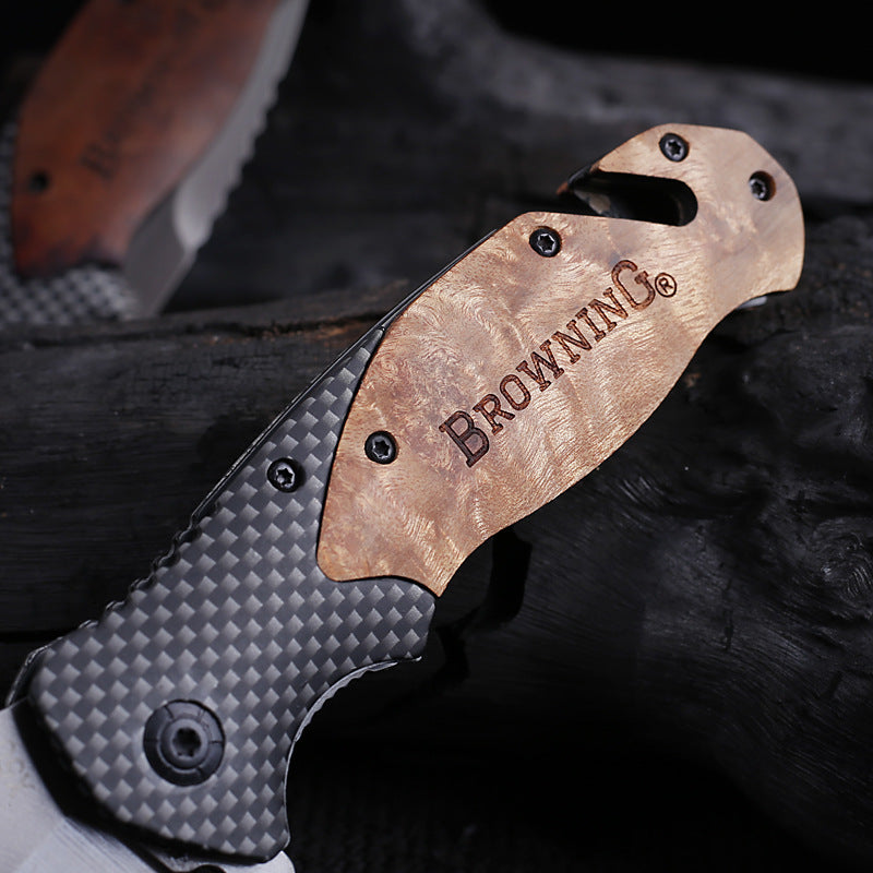 Browning X50 Folding Knife Wood Handle Tactical Safety-defend Camping Hunting Survival Pocket Knives Portable EDC Tool
