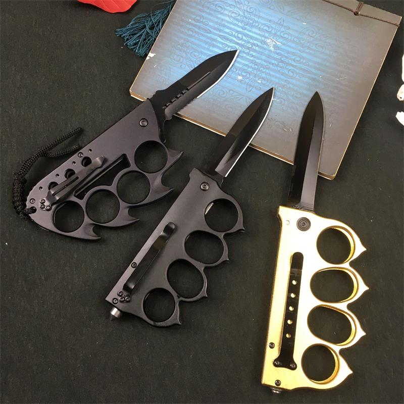 Multifunctional Knuckle Folding Knife Fast Open Outdoor Self-defense Pocket Knives Window Breaking Tool