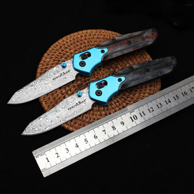Outdoor Benchmade 945 Damascus Steel Folding Knife Carbon Fiber Handle Tactical Survival Security Pocket Knives