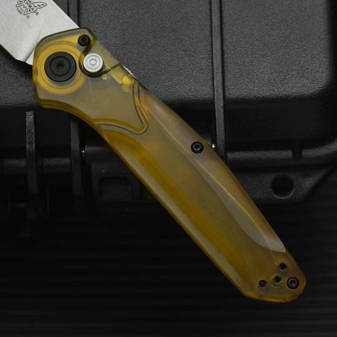 Transparent Handle Benchmade 9400 Tactical Folding Knife Outdoor Hunting Pocket Military Knives