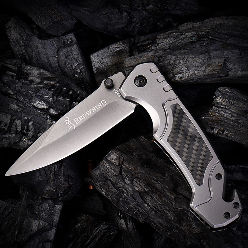 Browning Tactical Folding Knife Carbon Fiber Steel Handle  Survival Safety Defense Pocket Military Knives EDC Tool