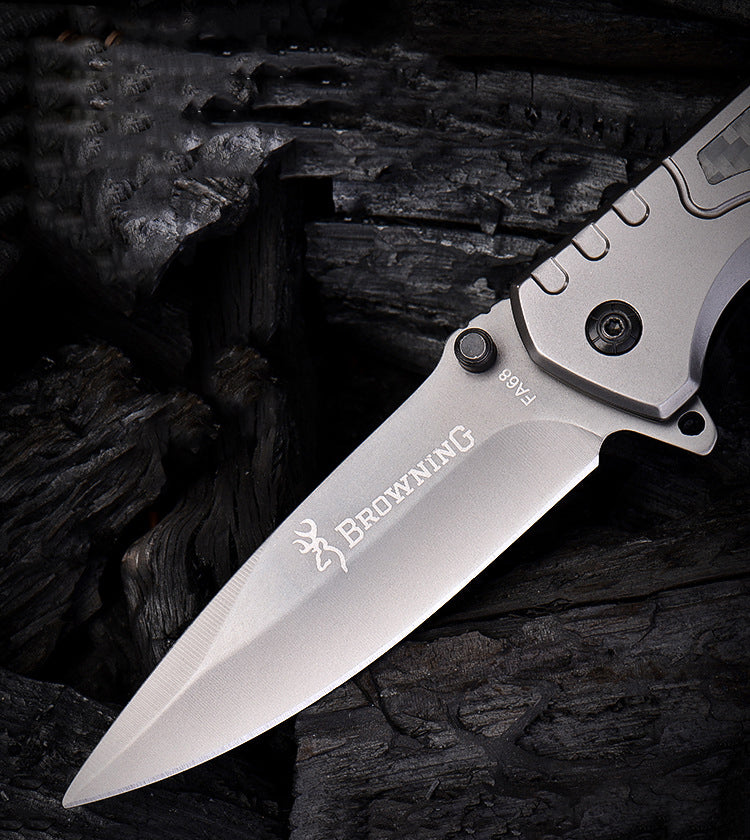 Browning Tactical Folding Knife Carbon Fiber Steel Handle  Survival Safety Defense Pocket Military Knives EDC Tool