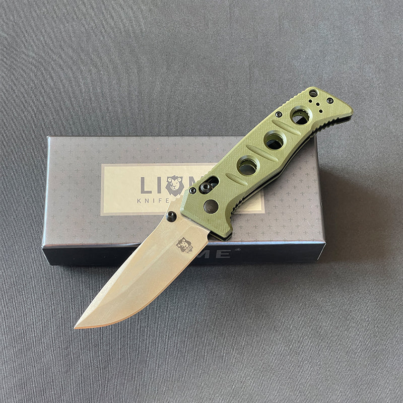 Liome 273 AXIS Tactical Folding Knife G10 Handle Stone Washing Blade Saber Outdoor Camping Survival Pocket Knives